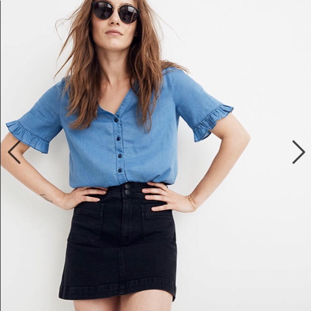 NWT Madewell Black Denim Mini Skirt